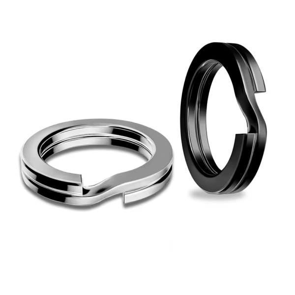 Black Stainless Steel Split Ring Fishing Double Oval Split Ring Accessories for Fishing Hook Snap Lure Swivel